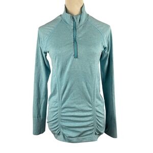 Athleta Teal Long Sleeve Half Zip Running Top‎ Thumbholes Athletic Womens Medium